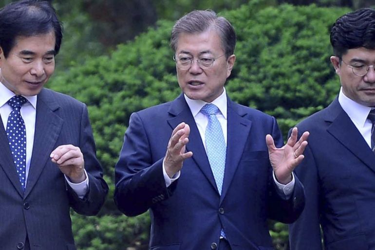 South Korean President Moon Jae-in at the Cheong Wa Dae