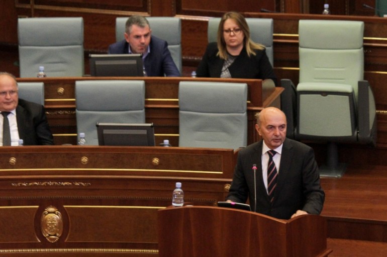 Kosovo''s Prime Minister Mustafa attends a parliament session in Pristina