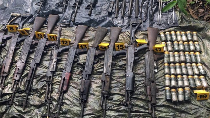 Colombian authorities seize FARC dissident weapons in central Colombia