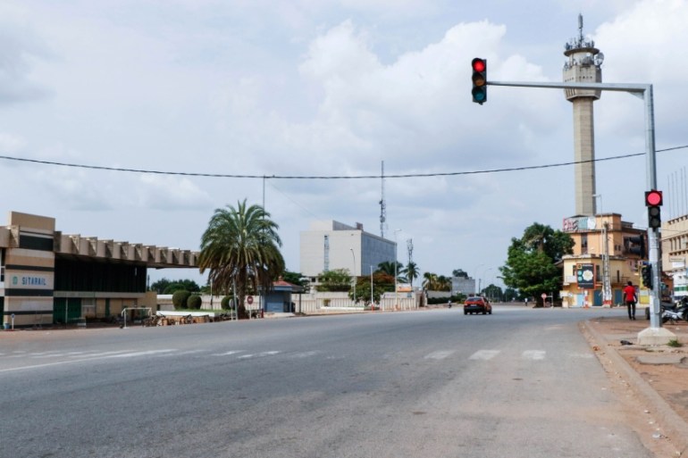 An empty street is seen in Bouake, Ivory Coast