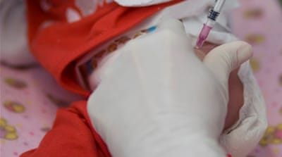 A newborn infected with syphilis receives a shot of penicillin in a hospital in Rio de Janeiro, Brazil[Courtesy of Thiago Facina]