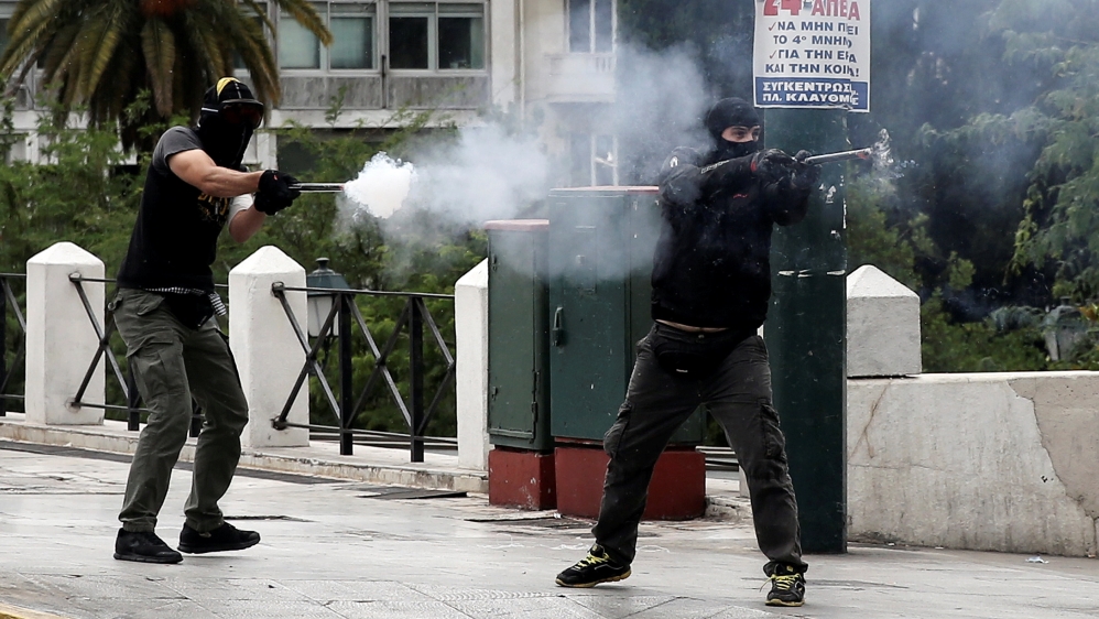Clashes between protesters and police marked Wednesday's strike [Alkis Konstantinidis [Reuters]