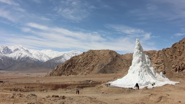 An ice stupa in India''s Ladakh