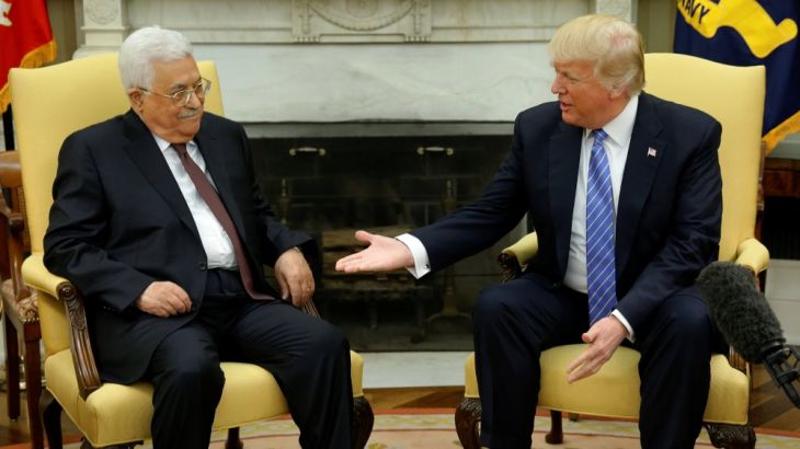 Trump welcomes Abbas in the Oval Office at the White House in Washington