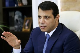 Mohammed Dahlan, a former Fatah security chief, gestures in his office in Abu Dhabi