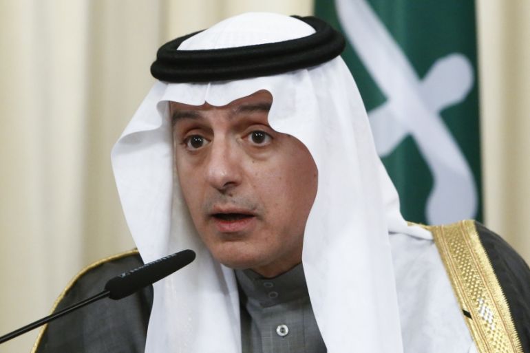 Saudi Foreign Minister Adel al-Jubeir attends a news conference in Moscow
