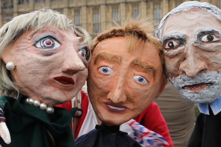 Corbyn May Farron puppets