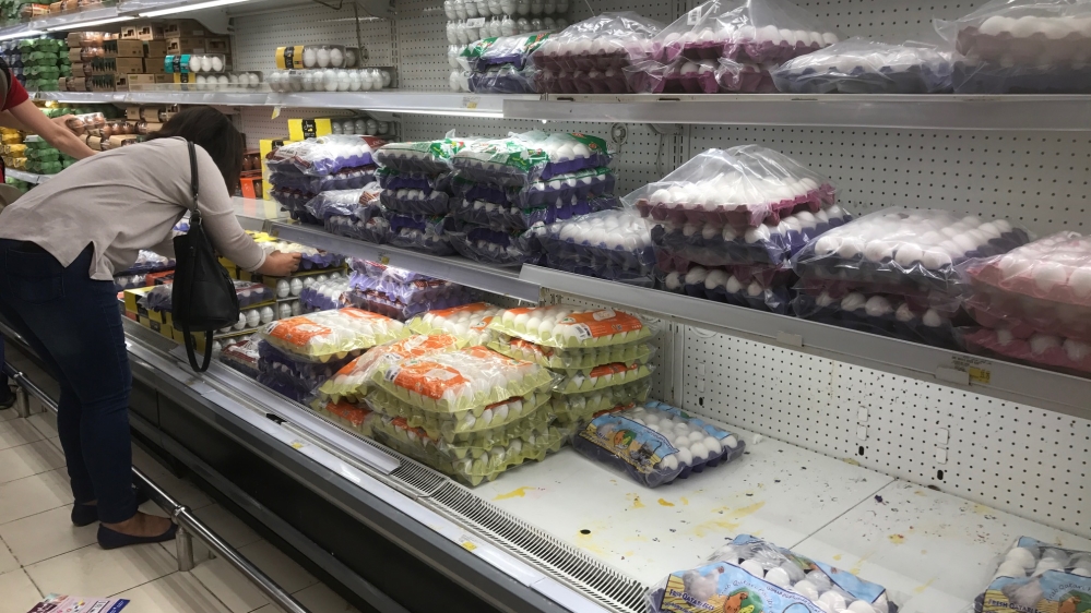 Fresh produce, eggs and milk remain in high demand in supermarkets, according to staff [Al Jazeera]
