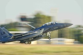 A U.S. Air Force F-15E Strike Eagle from the 48th Fighter Wing lands at Incirlik Air Base, Turkey