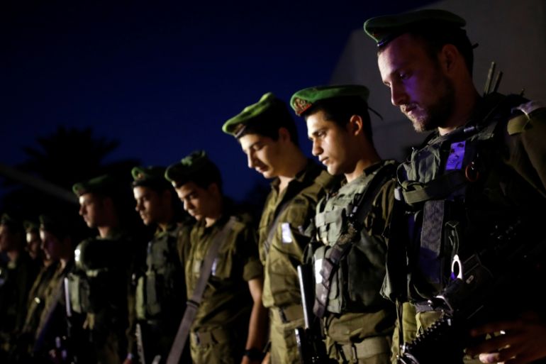 Israeli soldiers from the Nahal brigade near Gaza Strip