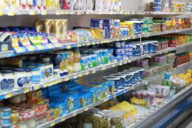 Food items are seen in a supermarket in Doha