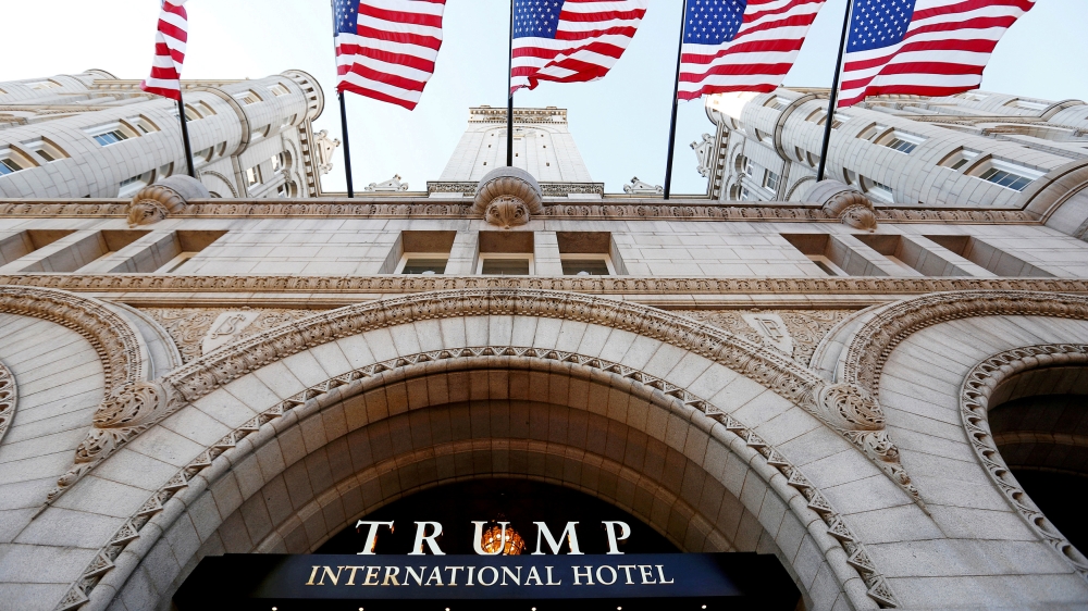 The Trump International Hotel in Washington, DC, is at the centre of a lawsuit accusing Trump of unconstitutionally accepting gifts from foreign and state governments through the hotel while occupying the White House [Reuters]