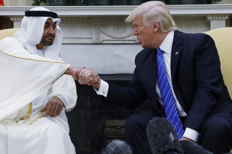 Abu Dhabi''s Crown Prince Sheikh Mohammed bin Zayed al-Nahyan meets with President Trump in the Oval Office