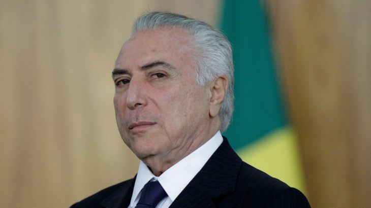 Brazilian President Michel Temer attends a credentials presentation ceremony for several new top diplomats at Planalto Palace in Brasilia, Brazil