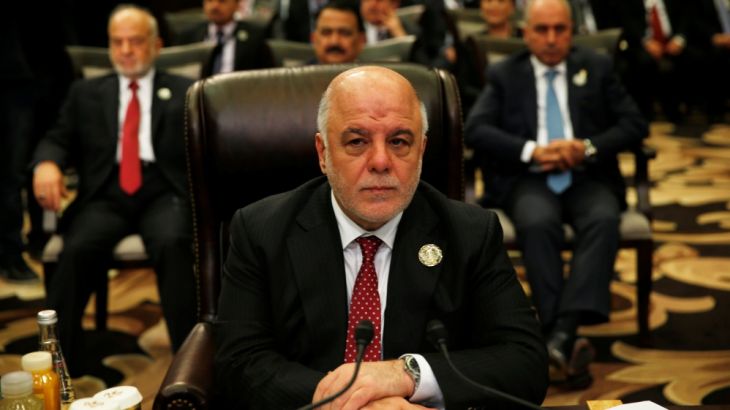 Iraq''s Prime Minister Haider al-Abadi attends the 28th Ordinary Summit of the Arab League at the Dead Sea, Jordan