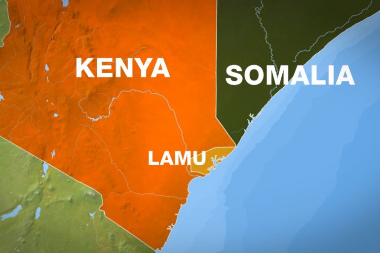 Kenya map Lamu county, somalia border