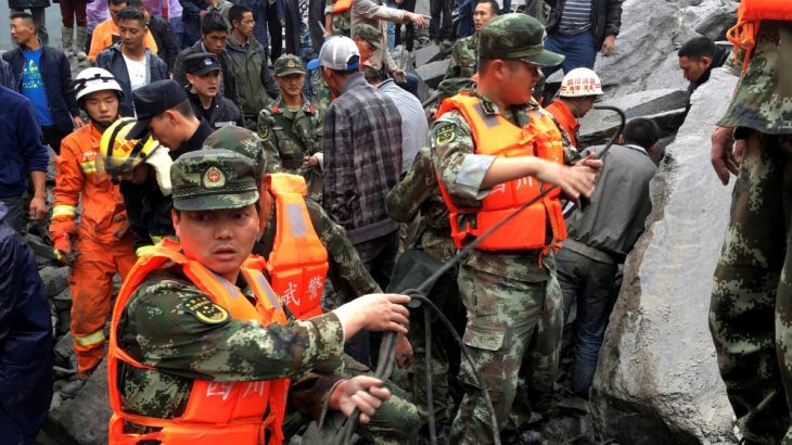 China landslide Mao county rescue operations