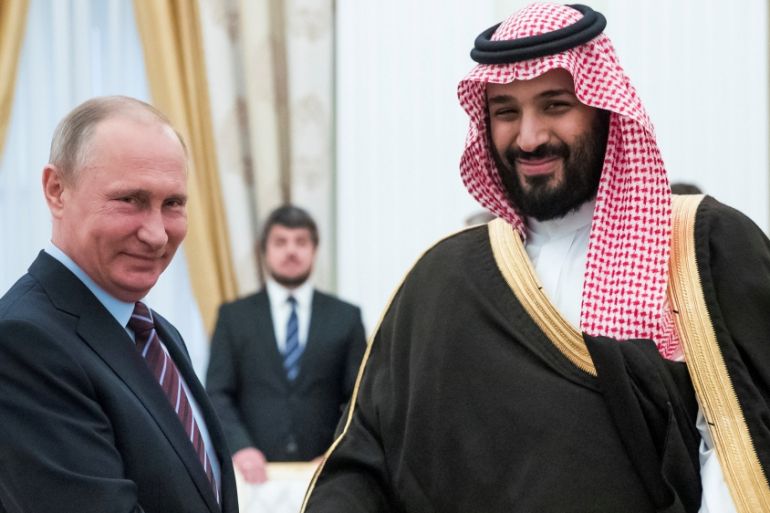 FILE PHOTO: Russian President Putin shakes hands with Saudi Deputy Crown Prince and Defence Minister bin Salman during a meeting at the Kremlin in Moscow
