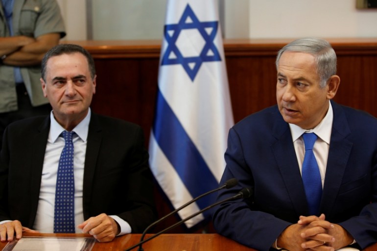 Israel''s Prime Minister Netanyahu and Transportation Minister Katz attend the weekly cabinet meeting in Jerusalem