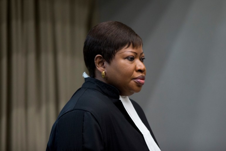 Public Prosecutor Fatou Bensouda enters the court room for the trial of Dominic Ongwen at the International Court in The Hague