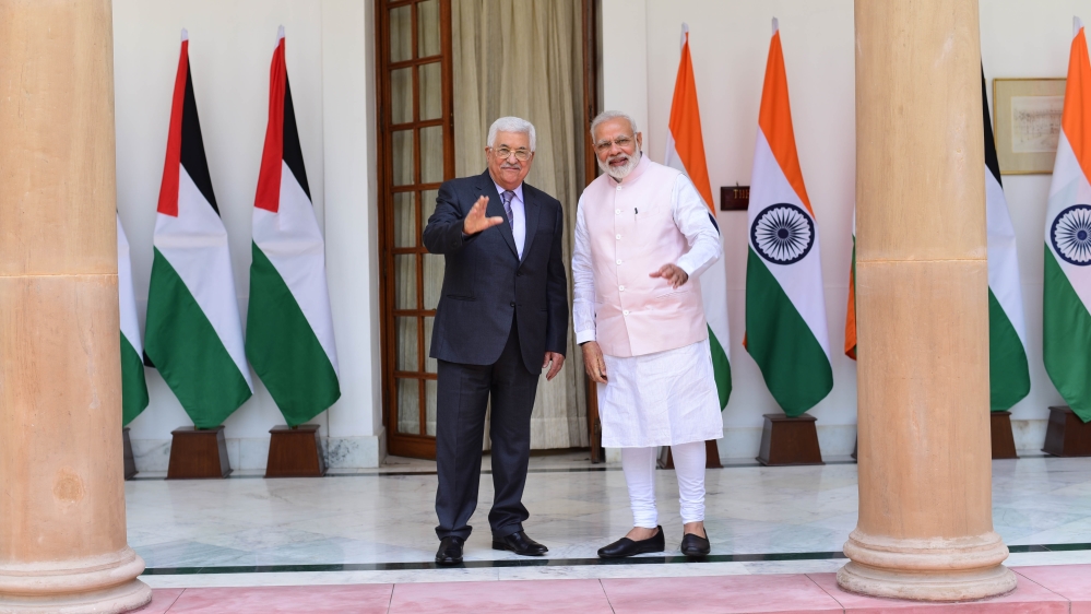 Modi hosted President Mahmoud Abbas in May this year [Thaer Ghanaim/PPO via Getty Images]