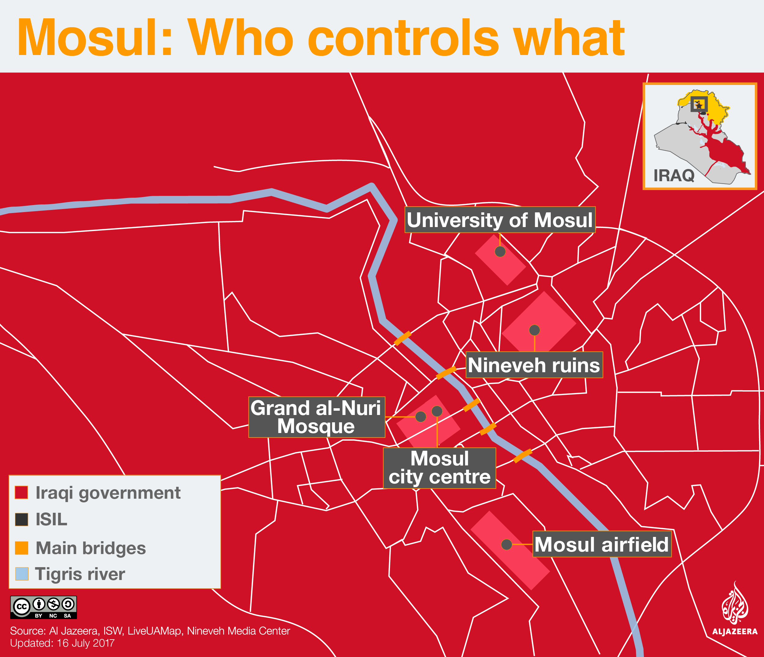 Mosul map detailed July 16