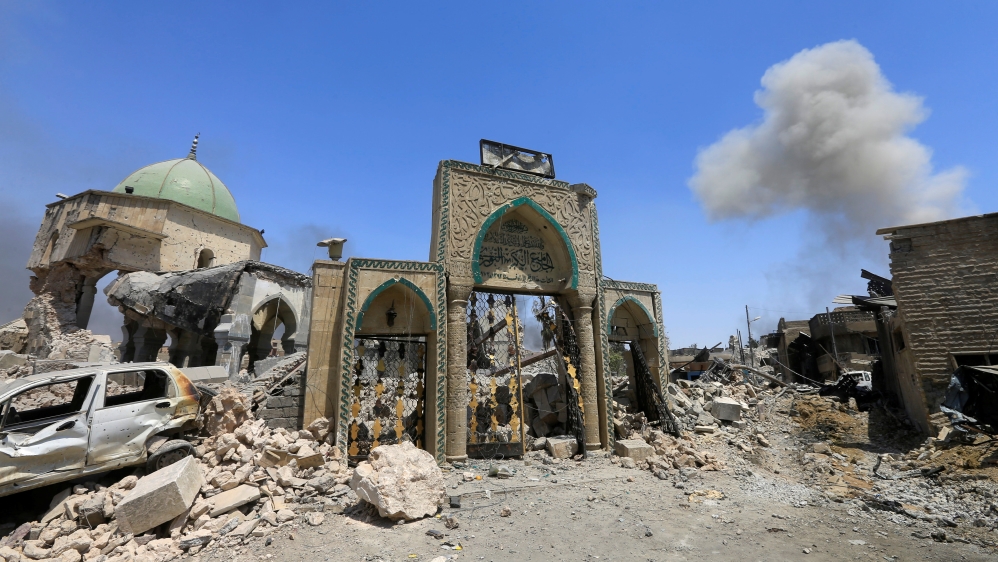 A large part of al-Nuri Mosque was blown up by ISIL fighters in June [Alaa al-Marjani/Reuters]
