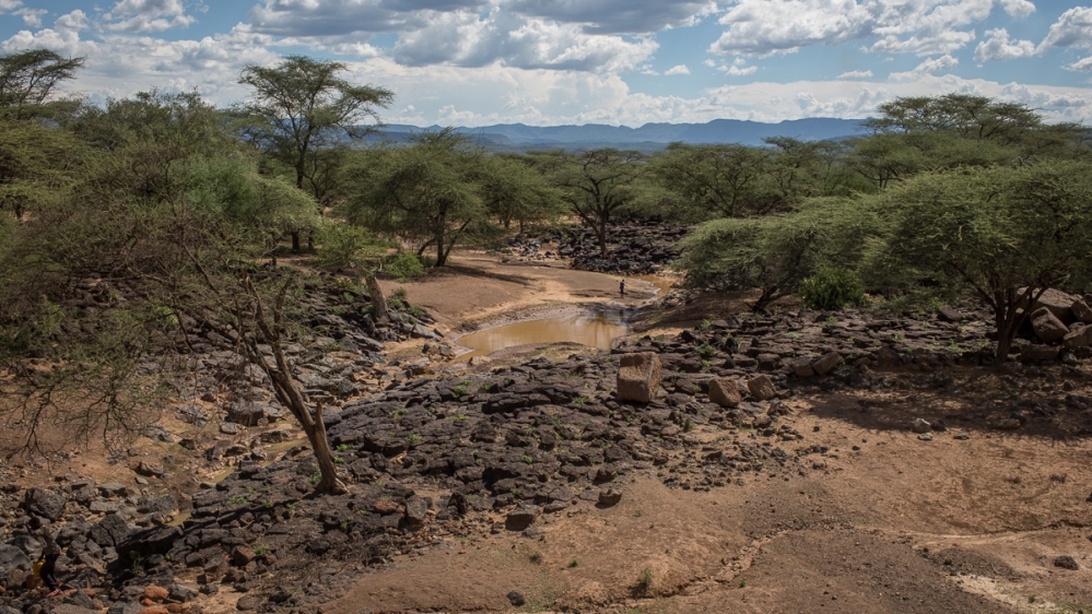 A seasonal water hole with rainwater near Chemolingot in the Pokot area of Baringo County. The recent drought and competition for resources has caused conflict between the Pokot and the neighbouring Tugen and Turkana tribes [Will Swanson/Al Jazeera]