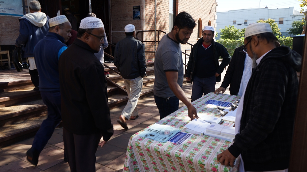 Voter registration at a mosque in Queens, New York City, during the 2016 election [James Reinl/Al Jazeera]