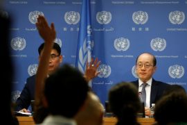 China''s Ambassador to the United Nations Liu Jieyi speaks at a news conference at U.N. Headquarters in New York City