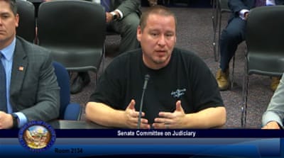 Ted Bradford testifies before the Nevada Senate Committee on Judiciary on June 2, 2017 [Screenshot from public video footage of the hearing, released by Nevada Legislature]