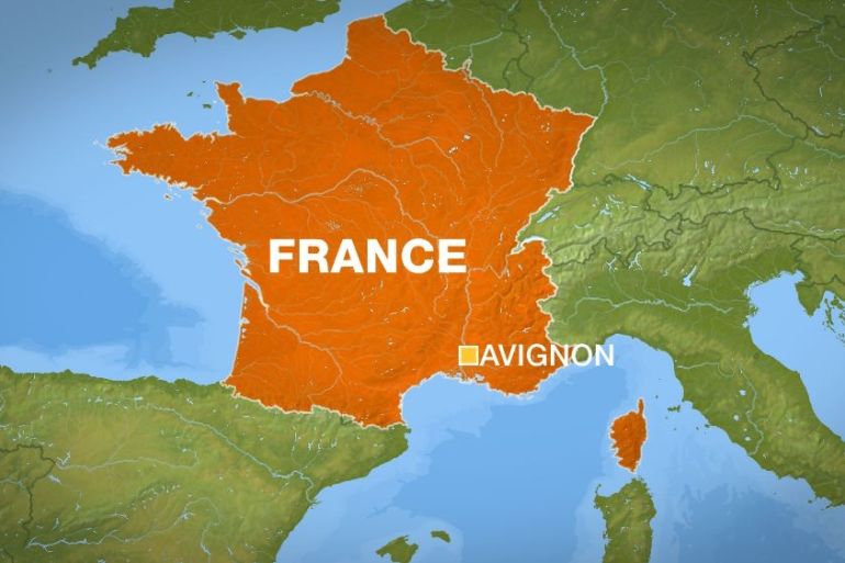 Map of France - featuring Avignon