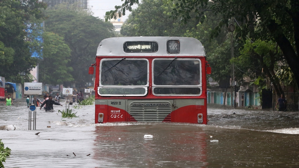 Traffic was brought to a standstill in the city by water-logging [Shailesh Andrade/Reuters]