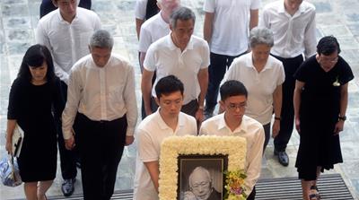 Family members at Lee Kuan Yew's state funeral in 2015 [The Associated Press]