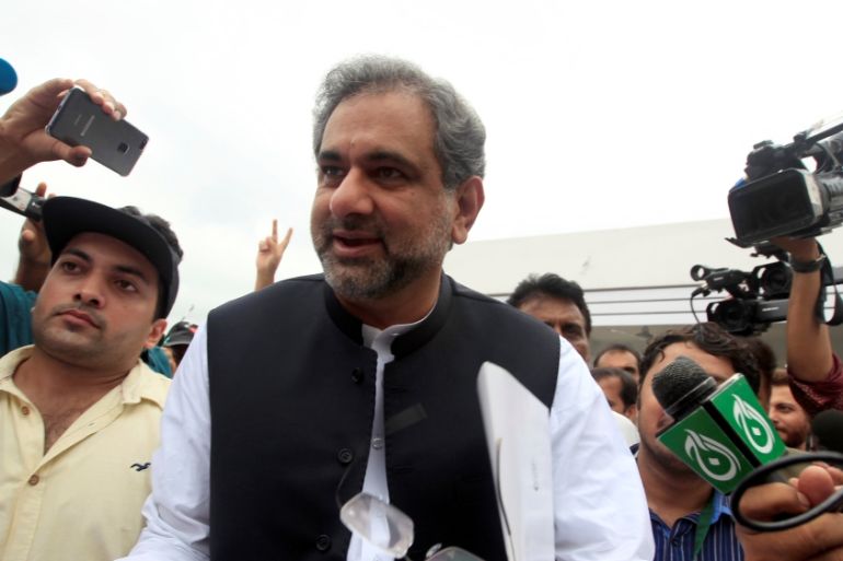 Pakistan''s former Petroleum Minister and Prime Minister designate Shahid Khaqan Abbasi arrives to attend the National Assembly session in Islamabad