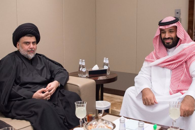 FILE PHOTO: Saudi Crown Prince Mohammed bin Salman meets with Iraqi Shi''ite leader Muqtada al-Sadr in Jeddah