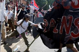 White supremacists clash with counter protesters at a rally in Charlottesville, Virginia