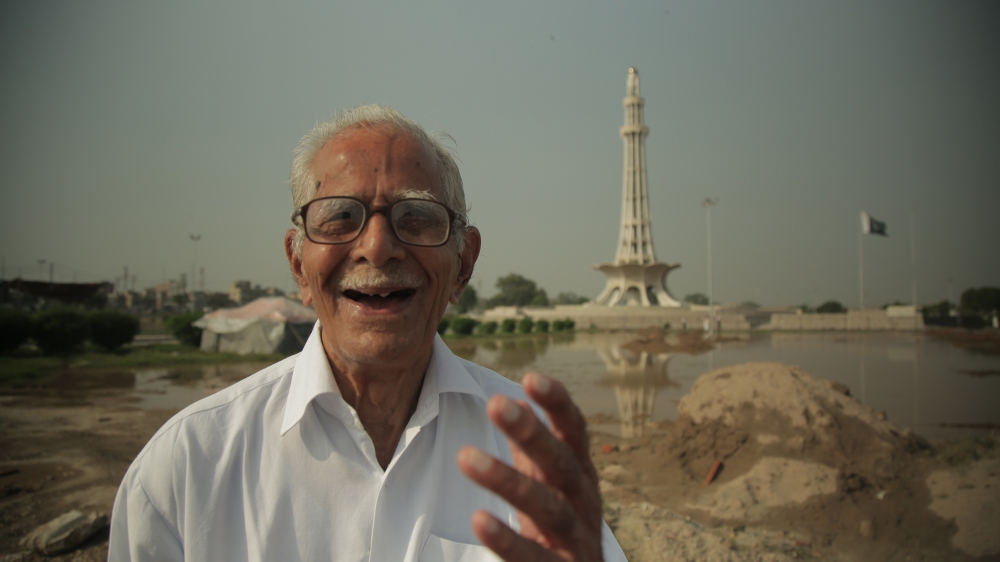 
Mr Khanna in Iqbal Park, Lahore. He grew up not far from the city in eastern Pakistan, but was forced to flee to India after the country's partition [Al Jazeera]
