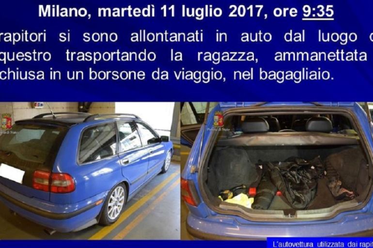 Italian Police handout shows a vehicle used in the kidnapping of a British model