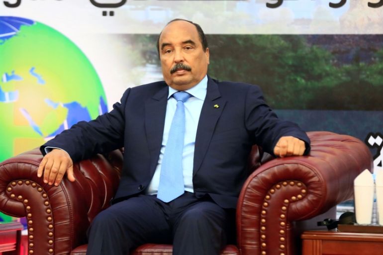 Mauritania''s President Mohamed Ould Abdel Aziz attends the closing session ofÊSudan''s National Dialogue at the Friendship Hall in Khartoum