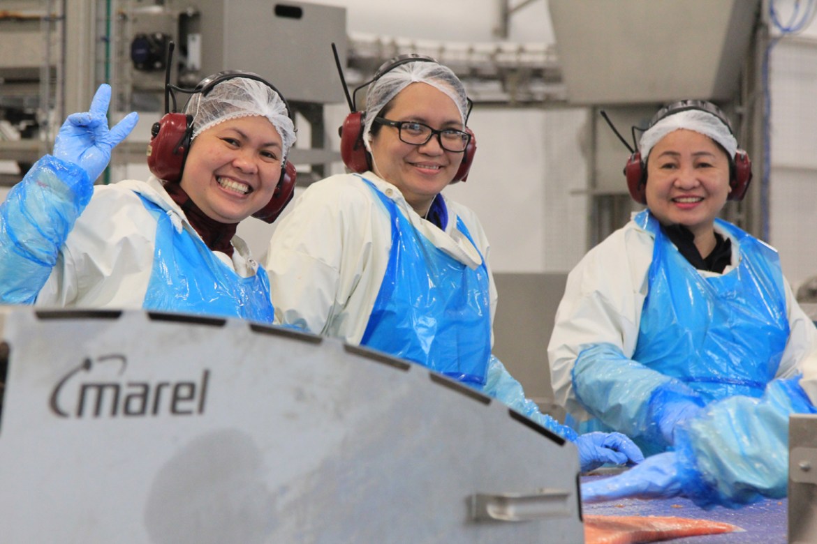Asian women often work in the Faroese fish factories.