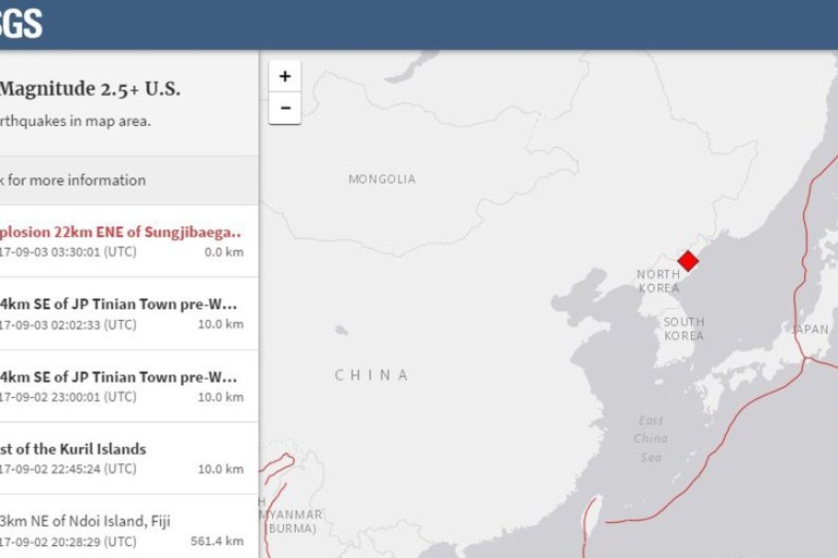 USGS 6.3 magnitude tremor North Korea nuclear test