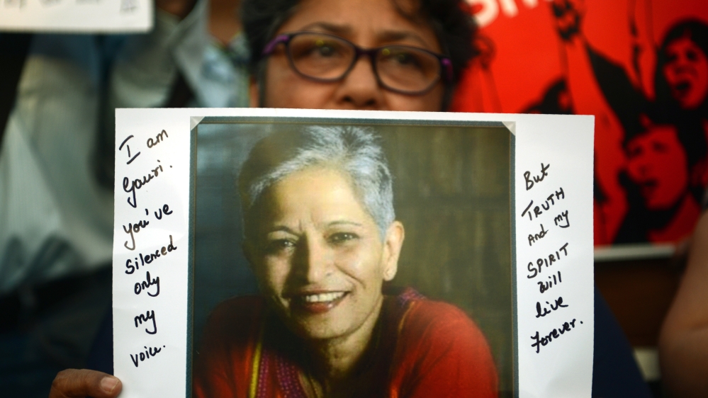 Lankesh was considered a fearless and outspoken crusader for marginalised communities (Punit Paranjpe/AFP/Getty Images]