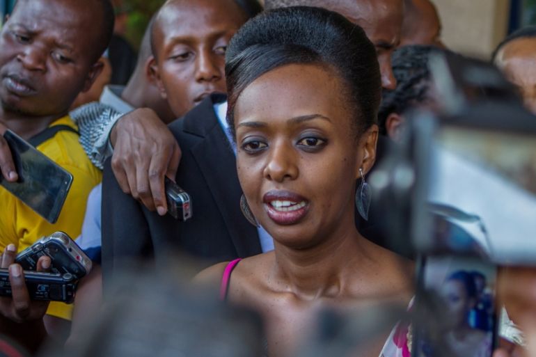 Diane Shima Rwigara speaks to the media in Kigali