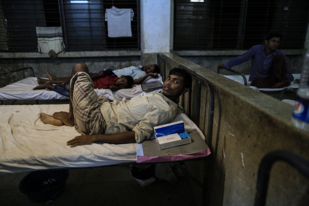 Saleem ullah, 26, survived after being shot by a bullet. He was shot in his left thigh. [Showkat Shafi/Al Jazeera]