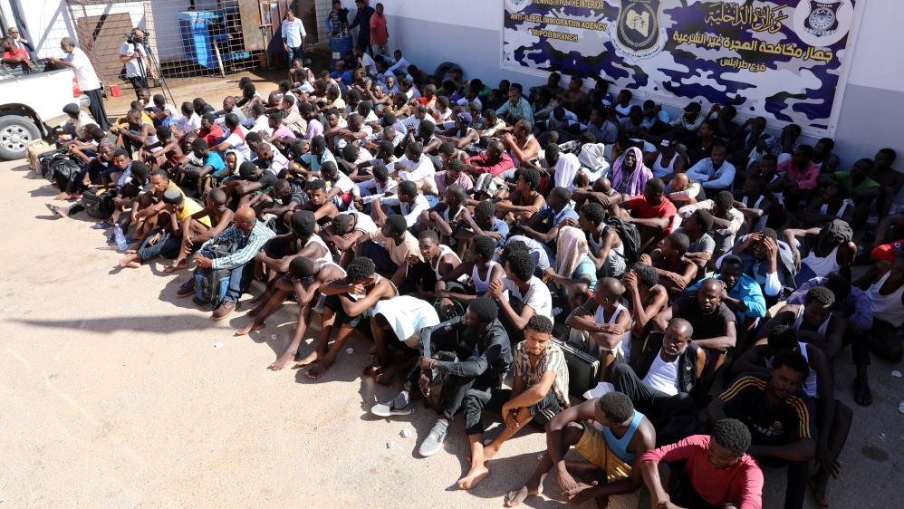 Sudanese migrants at a detention centre in Tripoli, Libya, on September 14, 2017 [Hani Amara/Reuters]