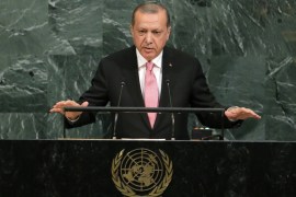 Turkish President Erdogan addresses the 72nd United Nations General Assembly at U.N. headquarters in New York