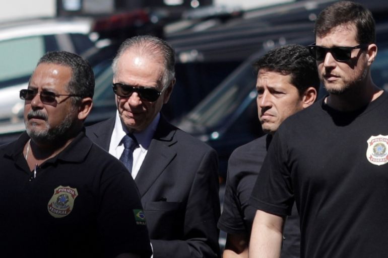 Brazilian Olympic Committee (COB) President Carlos Arthur Guzman arrives to Federal Police headquarters in Rio de Janeiro