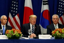 U.S. President Donald Trump meets with South Korean President Moon Jae-in and Japanese Prime Minister Shinzo Abe in New York