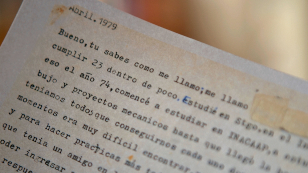 The first page of Jorge Lubbert's 40-page testimony to Jorge Barudy on his horrific last months in Chile [Image taken from film]